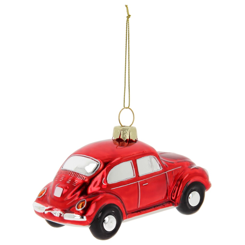 Volkswagen Käfer Weihnachtsschmuck aus Glas - Rot