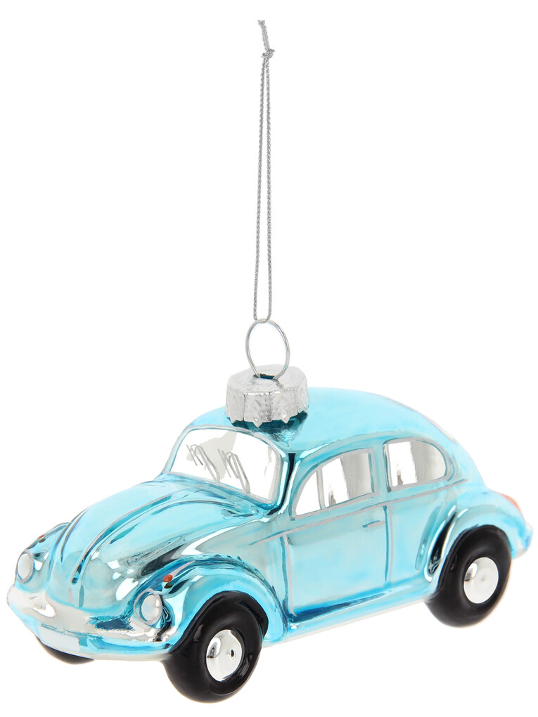 Volkswagen Käfer Weihnachtsschmuck aus Glas - Blau