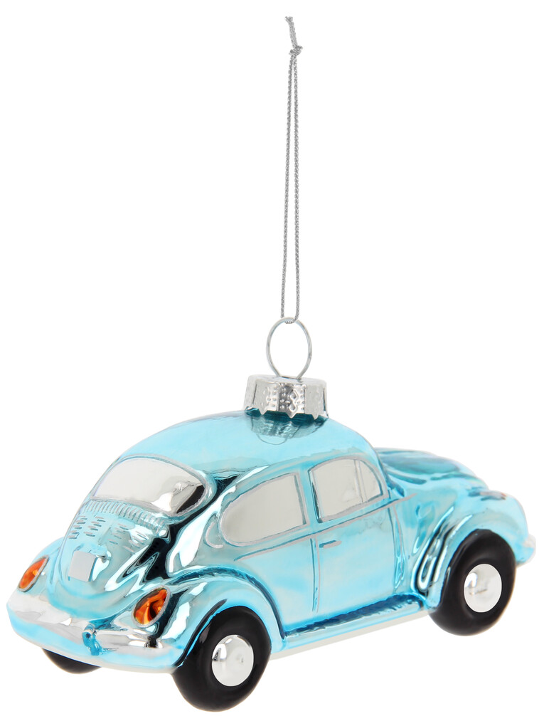 Volkswagen Käfer Weihnachtsschmuck aus Glas - Blau