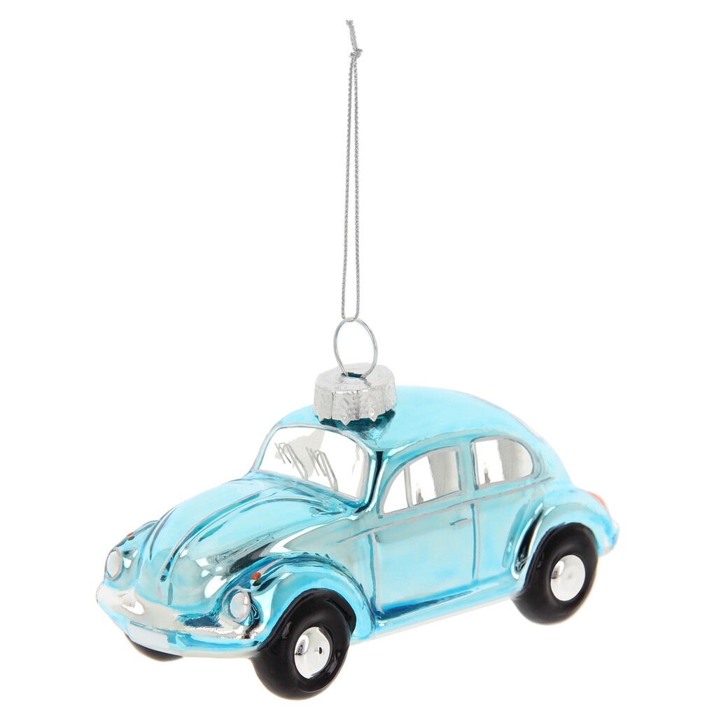 Volkswagen Käfer Weihnachtsschmuck aus Glas - Blau