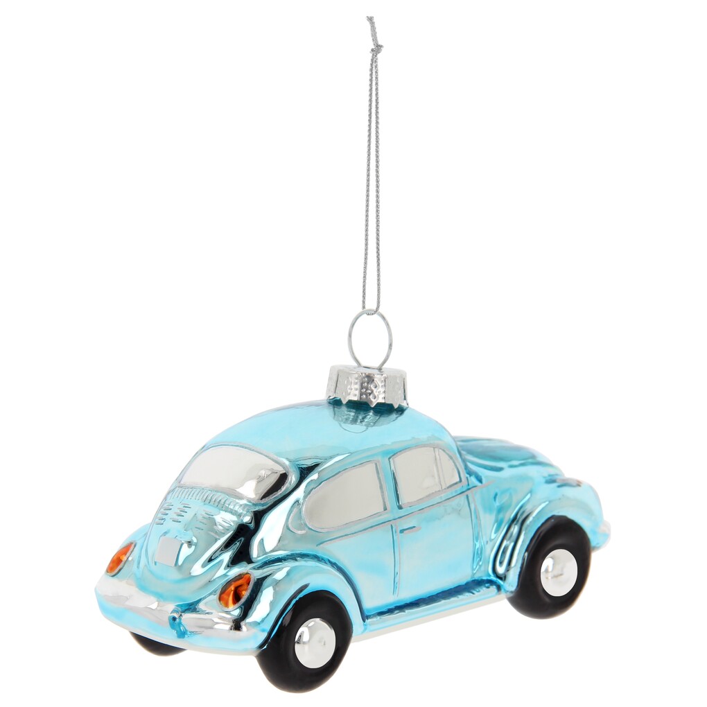 Volkswagen Käfer Weihnachtsschmuck aus Glas - Blau