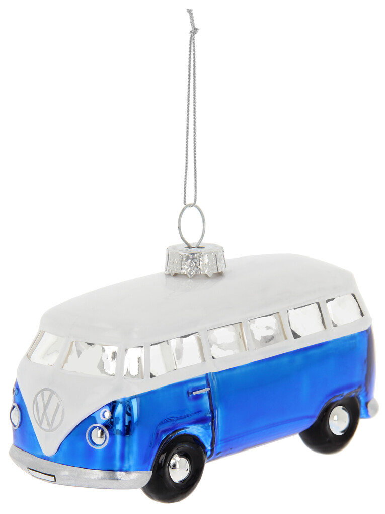 Volkswagen T1 Bus Weihnachtsschmuck aus Glas - Blau/Weiss