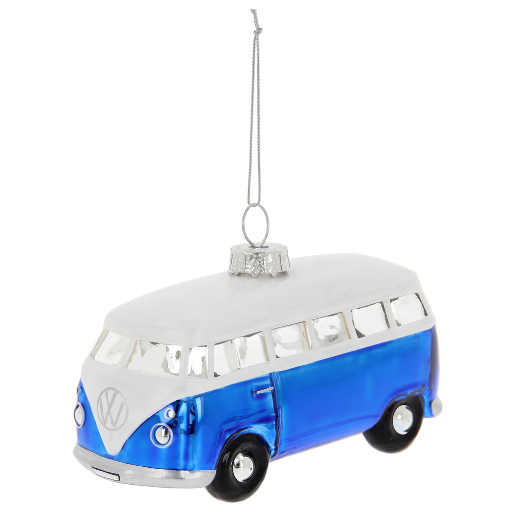 Volkswagen T1 Bus Weihnachtsschmuck aus Glas - Blau/Weiss