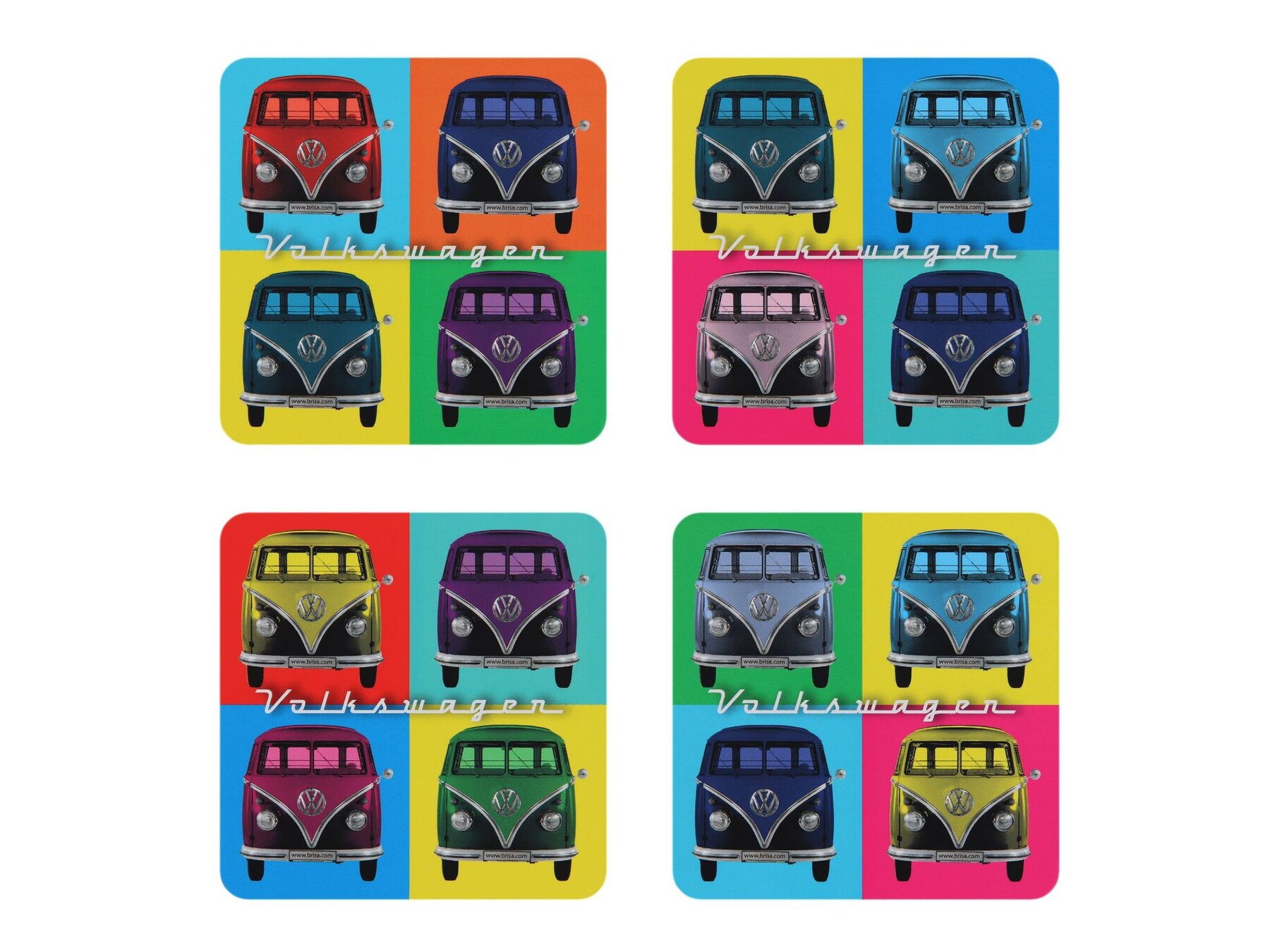 Volkswagen T1 Bus Untersetzer 4er Set im Karton - Multicolor