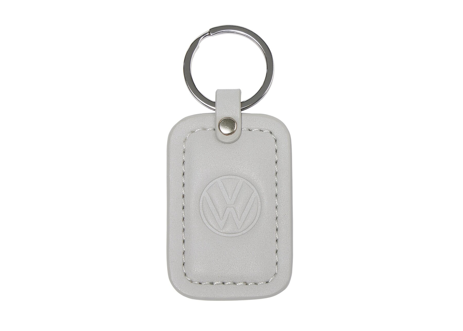 Volkswagen Schlüsselanhänger mit geprägtem VW-Logo auf einer Seite, grau/silber