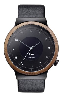 Volkswagen Armband-Uhr, ID, solarbetrieben, Holzgehäuse, schwarz
