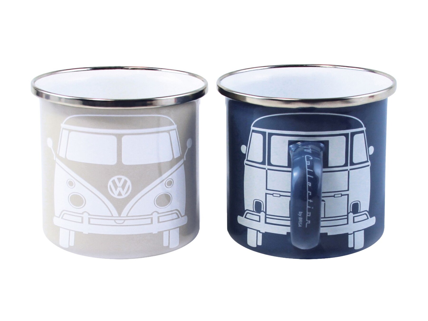 Volkswagen Bulli Kaffebecher aus Emaille, 2er-Set