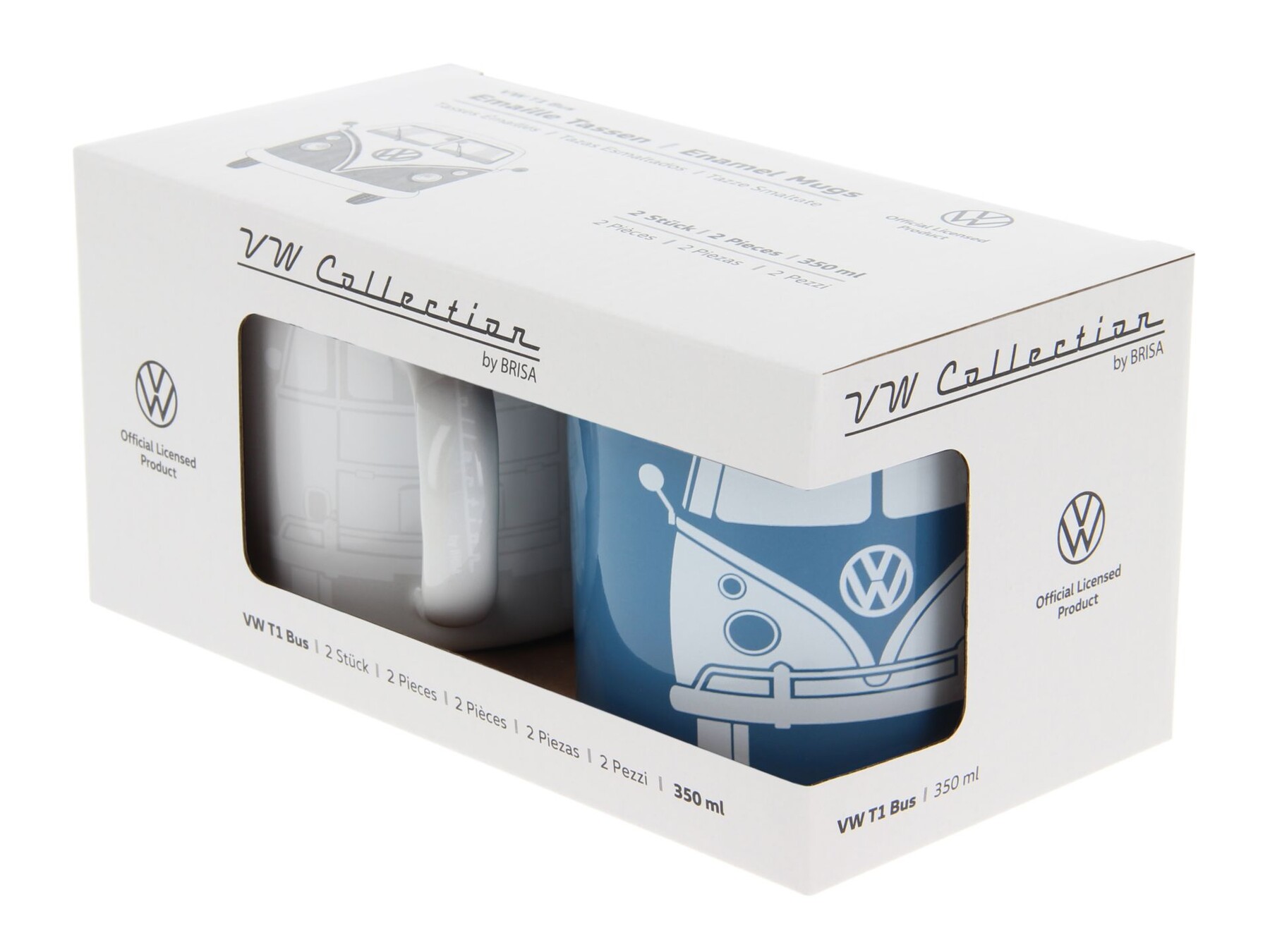 Volkswagen Bulli Kaffebecher aus Emaille, 2er-Set