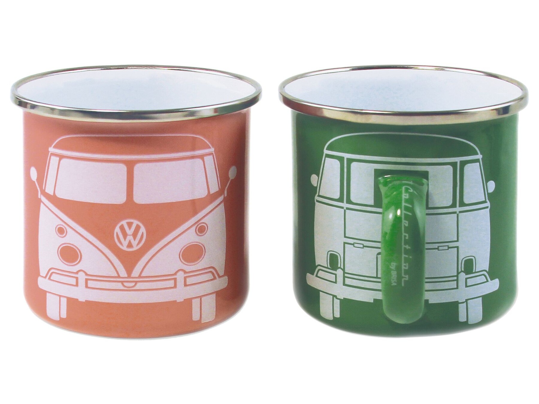 Volkswagen Bulli Kaffebecher aus Emaille, 2er-Set