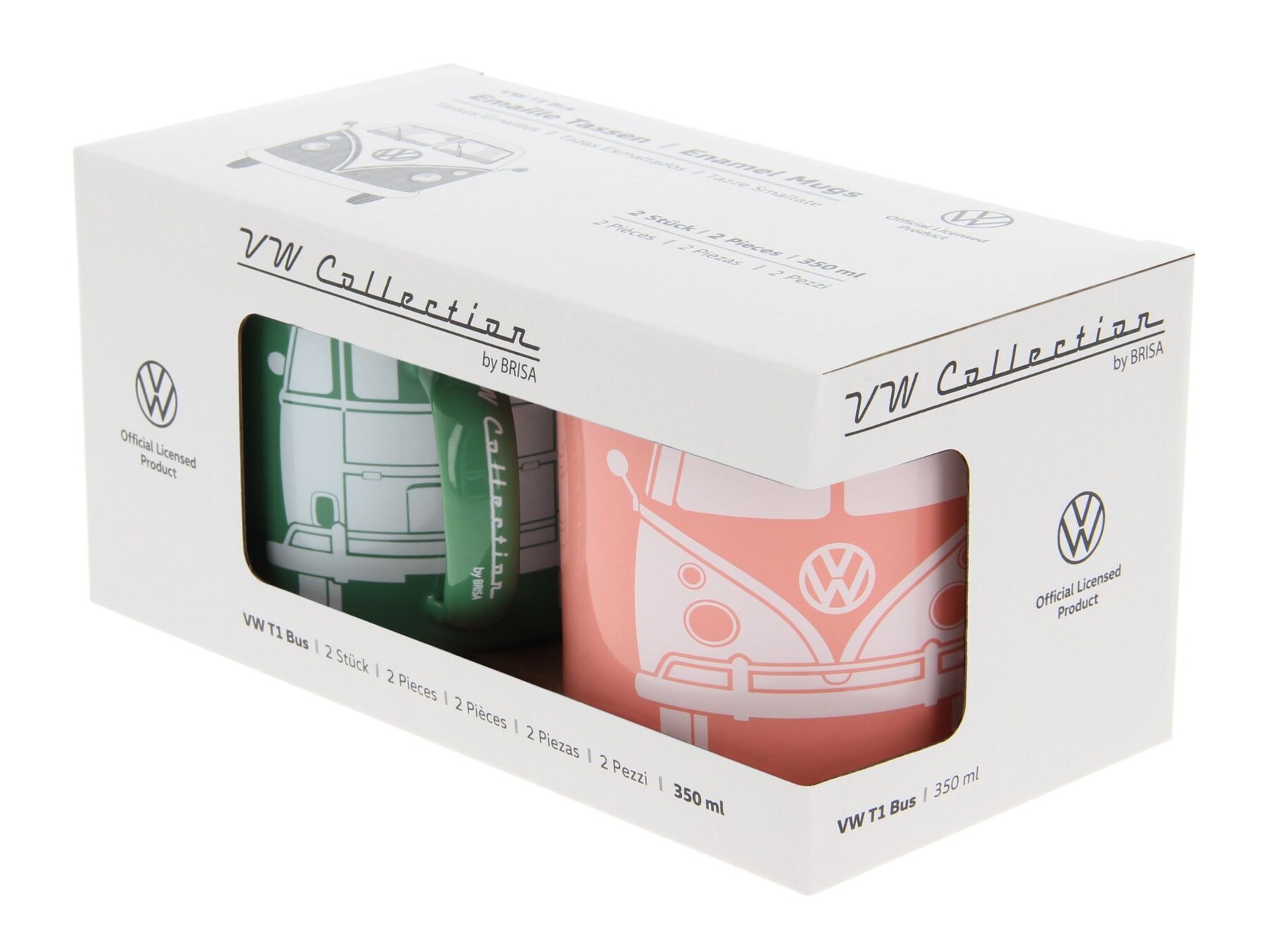 Volkswagen Bulli Kaffebecher aus Emaille, 2er-Set