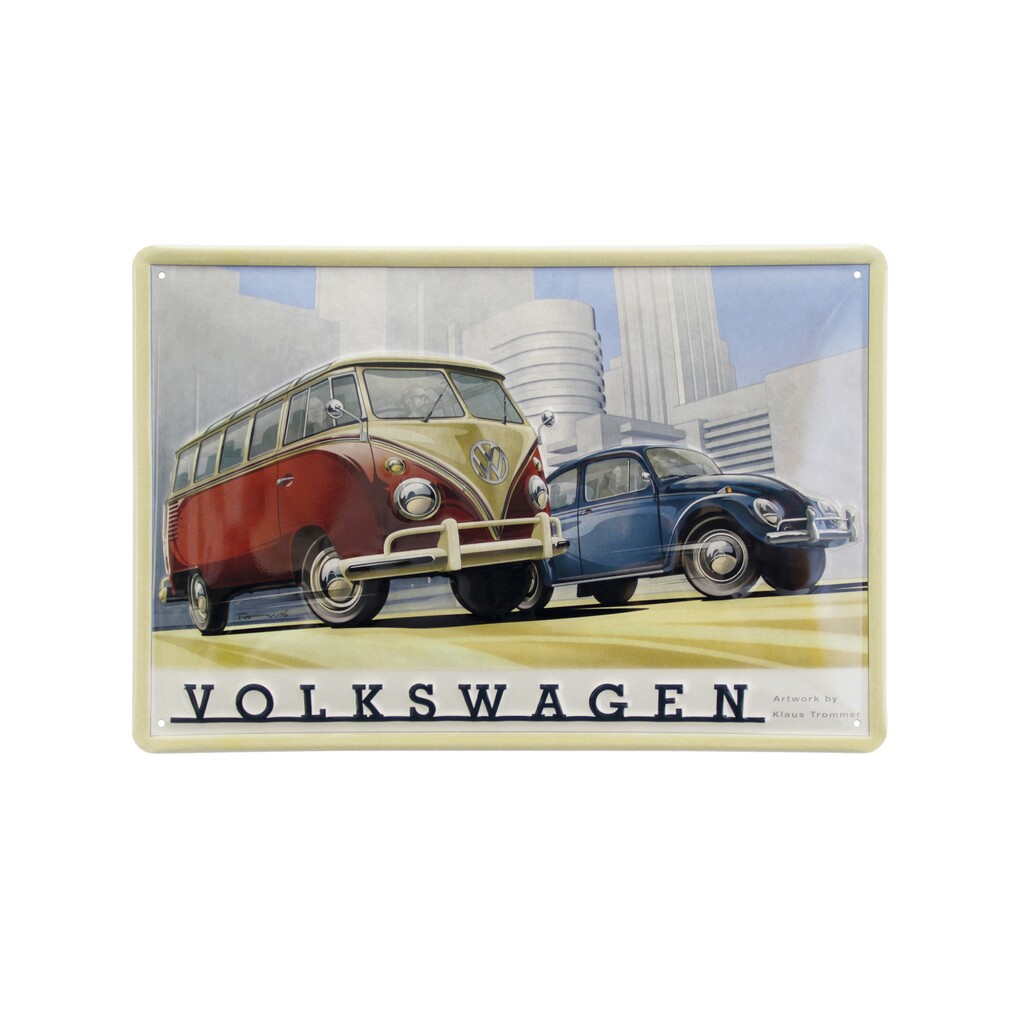 Volkswagen Käfer Blechschild mit hochwertigem Prägedruck