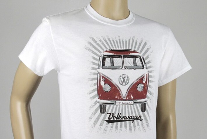 Volkswagen Bulli T1 Herren T-Shirt  - STRAHLEN/ROT/WEISS