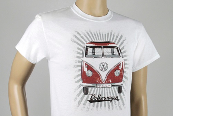 Volkswagen Bulli T1 Herren T-Shirt - STRAHLEN/ROT/WEISS