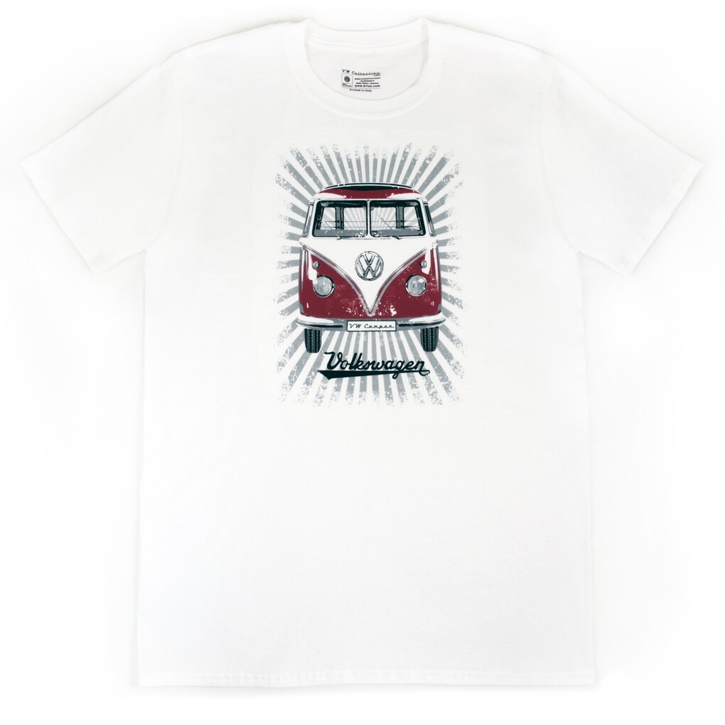 Volkswagen Bulli T1 Herren T-Shirt - STRAHLEN/ROT/WEISS