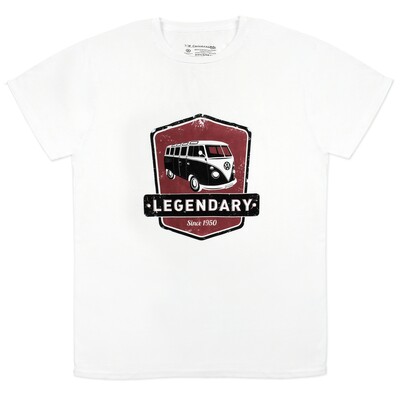 Volkswagen T1 Bulli Bus T-Shirt Unisex Legendary, Weiß/Rot