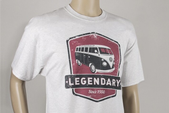 Volkswagen T1 Bulli Bus T-Shirt Unisex Legendary, Weiß/Rot