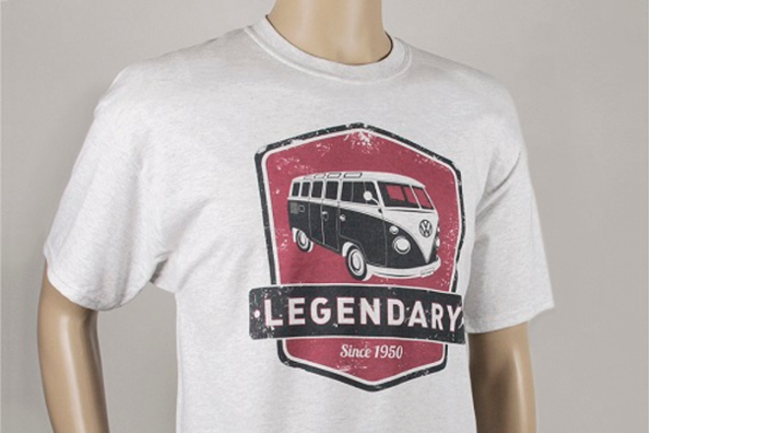 Volkswagen T1 Bulli Bus T-Shirt Unisex Legendary, Weiß/Rot