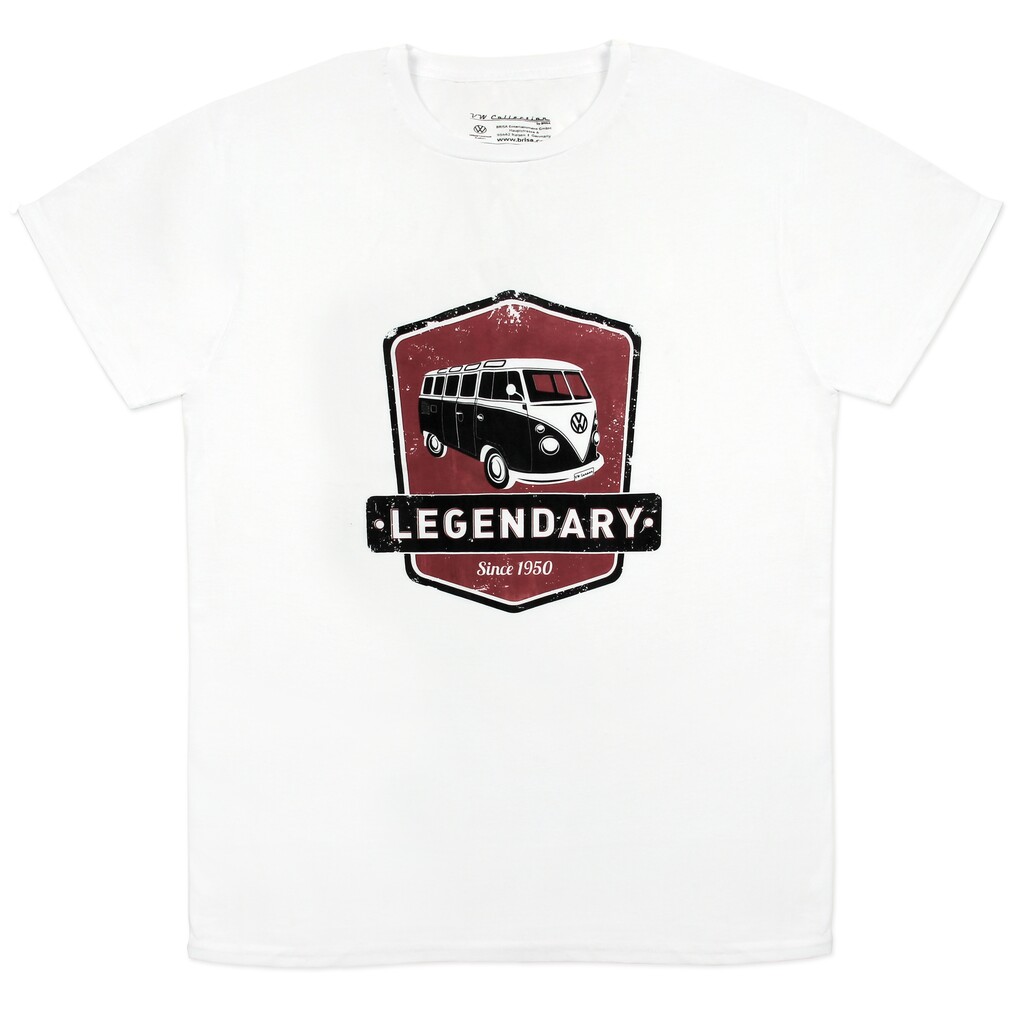 Volkswagen T1 Bulli Bus T-Shirt Unisex Legendary, Weiß/Rot