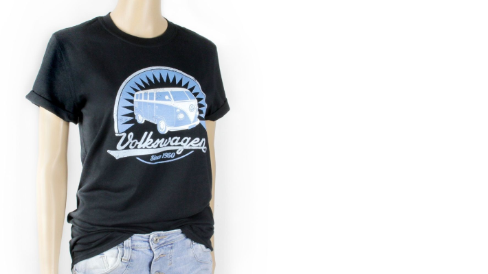 Volkswagen T1 Bulli Bus T-Shirt Unisex Vintage, Schwarz