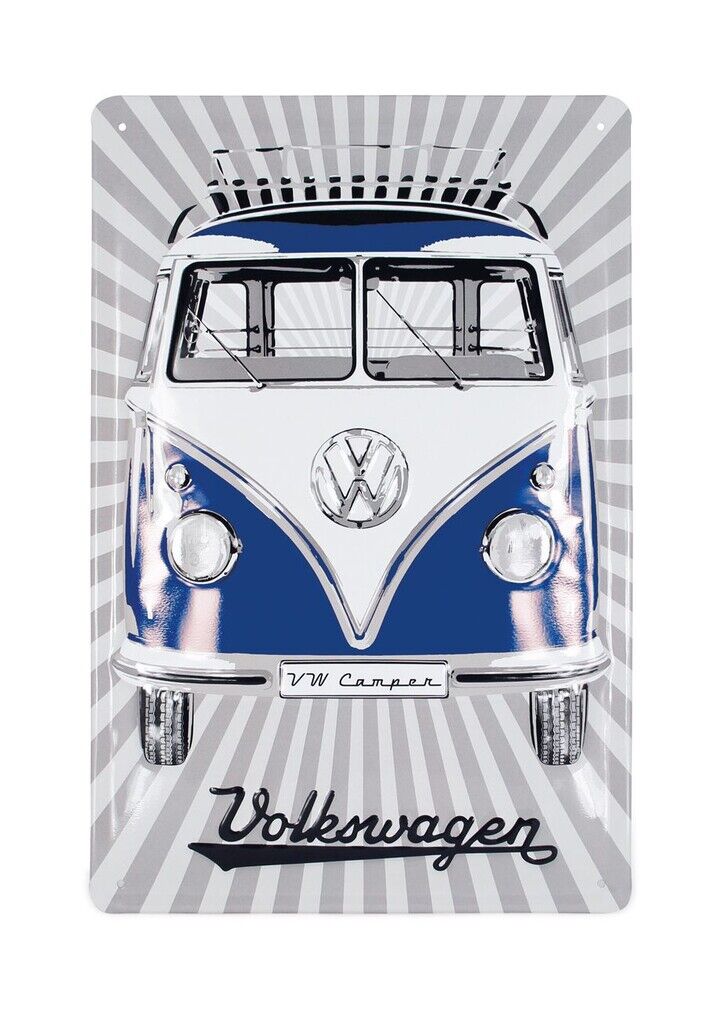 Volkswagen Bulli Blechschild - Front/Blau